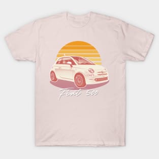 Fiat 500 / Retro Sunset Aesthetic Design T-Shirt